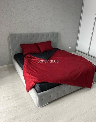 Комплект постільної білизни BonaVita двоспальний страйп сатин 641-0098 red+black фото