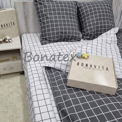 Комплект постільної білизни BonaVita євро бязь голд люкс 351-0232 graphite+white фото