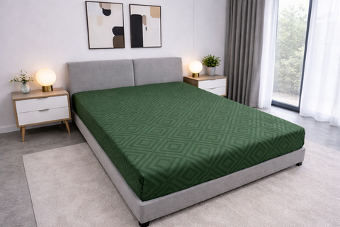 Простирадло на резинці BonaVita 140х200 бавовна Ромб смарагд (SE33-0260 green ) SE33-0260 green фото