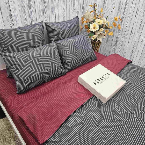 Комплект постельного белья BonaVita Полуторный бязь голд люкс 331-0744 dk grey+burgundy фото