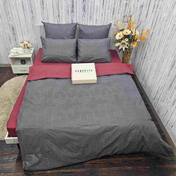 Комплект постельного белья BonaVita Полуторный бязь голд люкс 331-0744 dk grey+burgundy фото