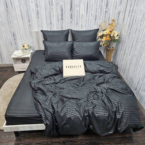 Постільна білизна BonaVita сімейна мікросатин смужка Чорна (761-0098 black) 761-0098 black фото