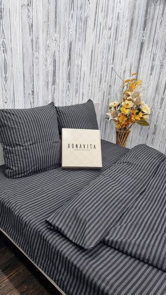 Постільна білизна BonaVita євро бавовна Смужка чорна (0098 black) 351-0098 black фото