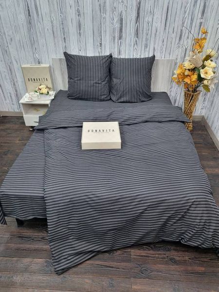 Постільна білизна BonaVita євро бавовна Смужка чорна (0098 black) 351-0098 black фото