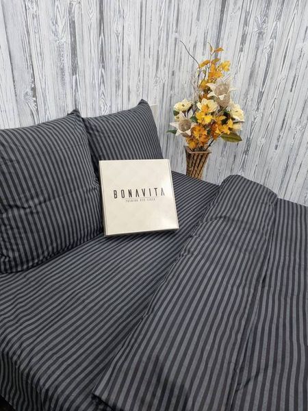 Постільна білизна BonaVita євро бавовна Смужка чорна (0098 black) 351-0098 black фото