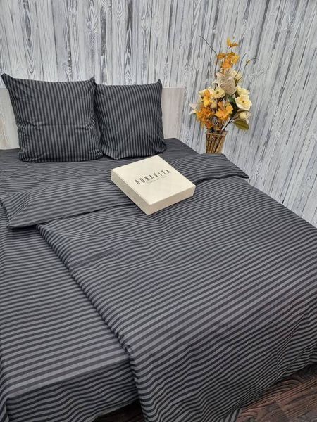 Постільна білизна BonaVita євро бавовна Смужка чорна (0098 black) 351-0098 black фото