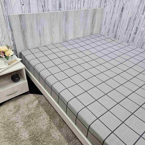 Простирадло BonaVita бавовна 200х220 Клітинка (ST33-0427 grey) ST33-0427 grey фото