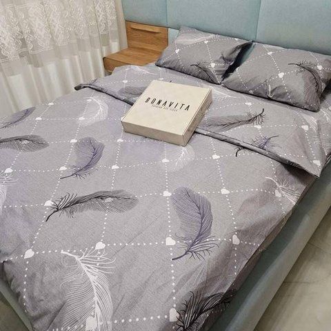 Постільна білизна BonaVita євро бавовна Перо (351-0036 grey) 351-0036 grey фото