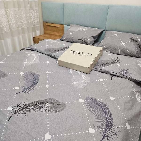 Постільна білизна BonaVita євро бавовна Перо (351-0036 grey) 351-0036 grey фото