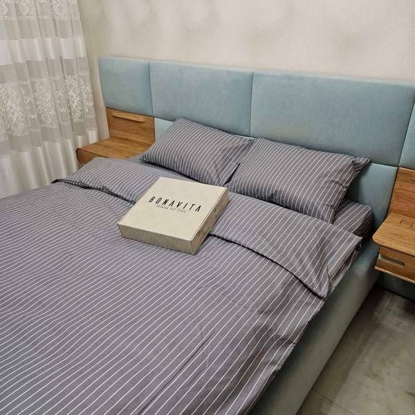 Постільна білизна BonaVita євро бавовна Смужка сіра (351-0051 grey) 351-0051 grey фото