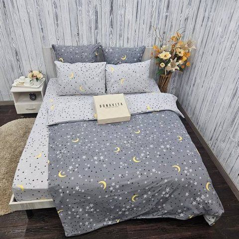 Постільна білизна BonaVita євро бавовна Зірки сірі (0138 grey ab) 351-0138 grey a+b фото
