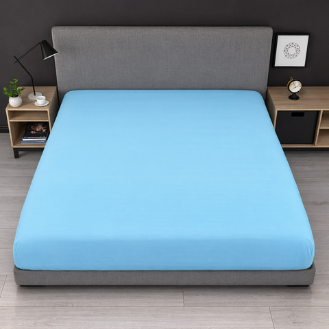 Простирадло на резинці BonaVita 180х200 бавовна Блакитний однотонний (SE35-0484 blue ) SE35-0484 blue фото