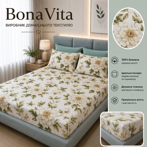 Постільна білизна BonaVita сімейна Ранфорс Квіти (361-0079) 361-0079 фото
