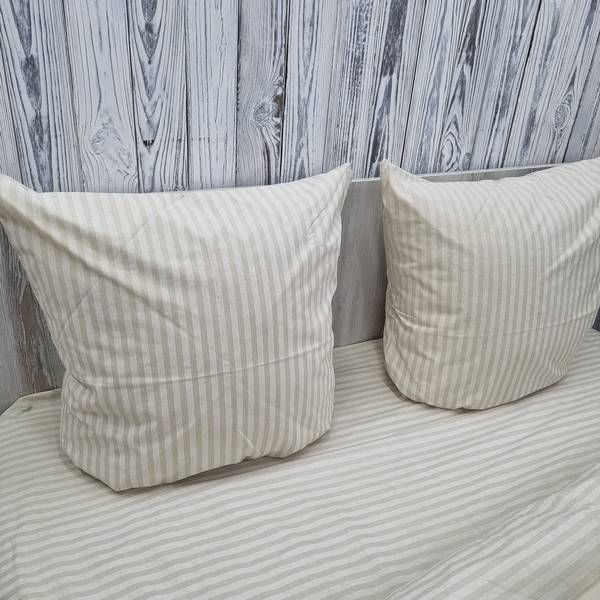 Постільна білизна BonaVita євро бавовна Смужка молочна (0098 cream) 351-0098 cream фото