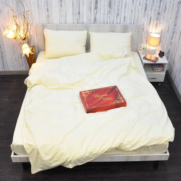 Постільна білизна BonaVita євро бавовна Смужка молочна (0098 cream) 351-0098 cream фото