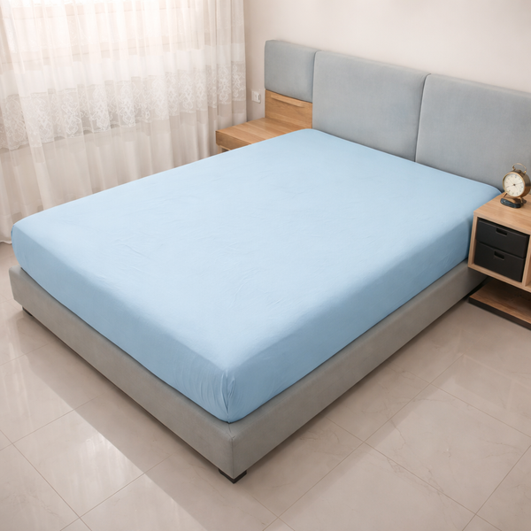 Простирадло на резинці BonaVita 180х200 бавовна Блакитний однотонний (SE35-0484 blue ) SE35-0484 blue фото