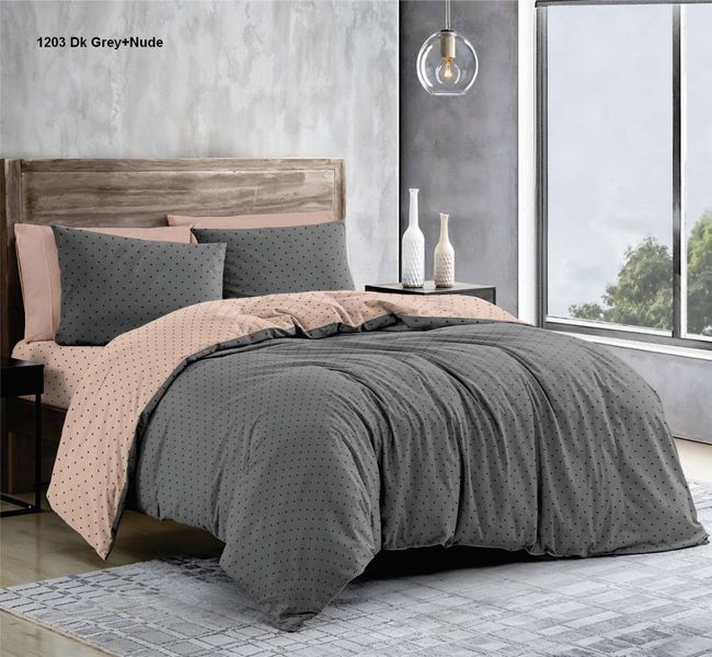 Постільна білизна BonaVita двоспальна бавовна Горох (341-0446 dk greynude) 341-0446 dk grey+nude фото Постільна білизна BonaVita двоспальна бавовна Горох (341-0446 dk greynude) 341-0446 dk grey+nude фото