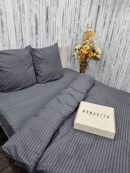 Постільна білизна BonaVita бавовна півтораспальна Графітова смужка (331-0098 graphite) 331-0098 graphite фото