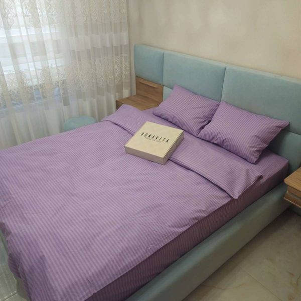 Постільна білизна BonaVita євро бавовна Смужка фіолетова (0098 Lt violet) 351-0098 Lt violet фото