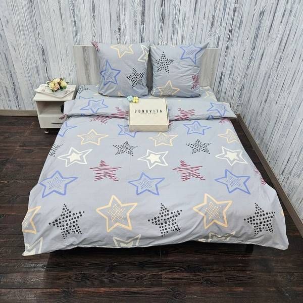 Постільна білизна BonaVita Ранфорс Двоспальна Зірки (341-0480 grey) 341-0480 grey фото