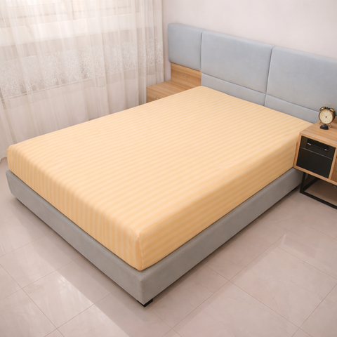 Простирадло на резинці BonaVita 120х200 бавовна Персикова смужка (SE32-0098 yellow peach ) SE32-0098 yellow peach фото