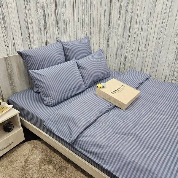 Постільна білизна BonaVita сімейна Ранфорс Смужка (361-0098 slate grey) 361-0098 slate grey фото
