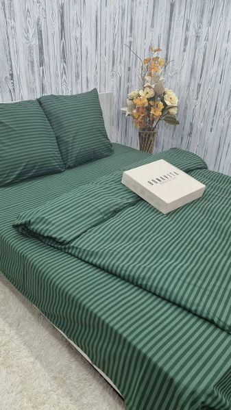 Постільна білизна BonaVita двоспальна бавовна Смужка Смарагдова (341-0098 green) 341-0098 green фото