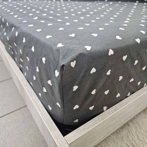 Простирадло на резинці BonaVita 90х200 бавовна Сердечка сірі (SE31-0402 grey ) SE31-0402 grey фото