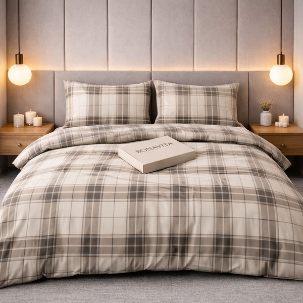 Постільна білизна BonaVita бавовна Півтораспальна Клітинка бежева (331-0345 beige) 331-0345 beige фото