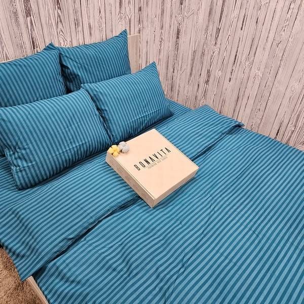 Постільна білизна BonaVita двоспальна мікросатин смужка Бірюзова (741-0098 turquoise) 741-0098 turquoise фото
