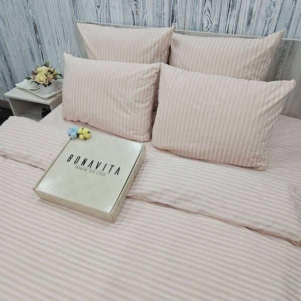 Постільна білизна BonaVita бавовна півтораспальна Пудрова смужка (331-0098 rose pink) 331-0098 rose pink фото