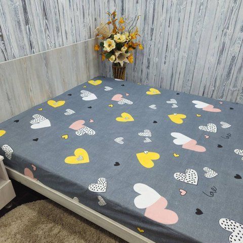 Простирадло BonaVita бавовна 150х220 Серця (ST32-0768 grey) ST32-0768 grey фото