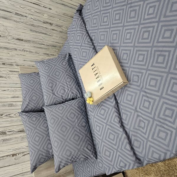 Постільна білизна BonaVita сімейна Ранфорс Ромб сірий (361-0260 grey) 361-0260 grey фото