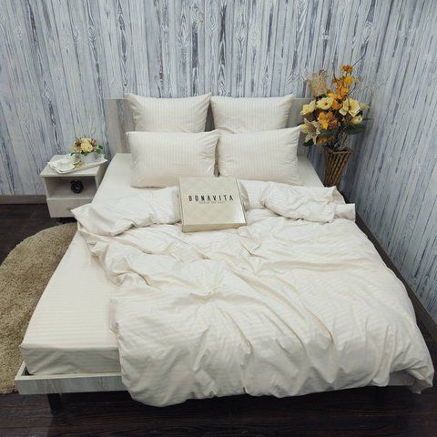Постільна білизна BonaVita двоспальна мікросатин смужка Кремова (741-0098 cream) 741-0098 cream фото