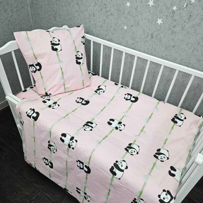 Дитяча постільна білизна в ліжечко BonaVita  бязь Панди голд люкс 316-013 pink фото