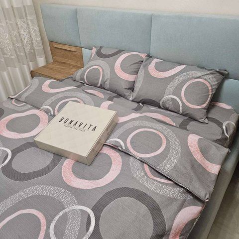 Постільна білизна BonaVita двоспальна бавовна Круги (341-0006 pink) 341-0006 pink фото