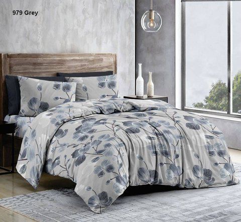 Постільна білизна BonaVita бавовна Двоспальна Квіти сірі (341-0337 grey) 341-0337 grey фото