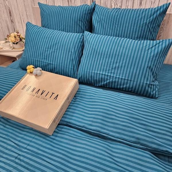 Набір наволочок BonaVita 2 шт. 60х60 бавовна Бірюзова смужка (PE360-0098 turquoise) PE360-0098 turquoise фото