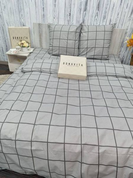 Постільна білизна BonaVita Ранфорс Євро Клітинка (351-0427 grey) 351-0427 grey фото