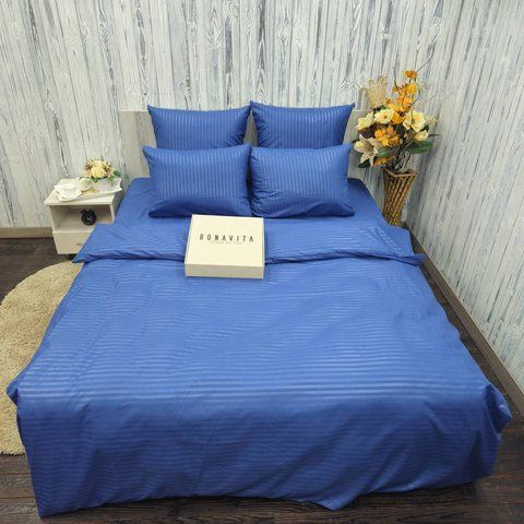 Постільна білизна BonaVita двоспальна мікросатин смужка Синя (741-0098 blue) 741-0098 blue фото