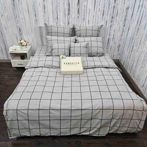 Постільна білизна BonaVita бавовна євро Клітинка (351-0427 grey) 351-0427 grey фото