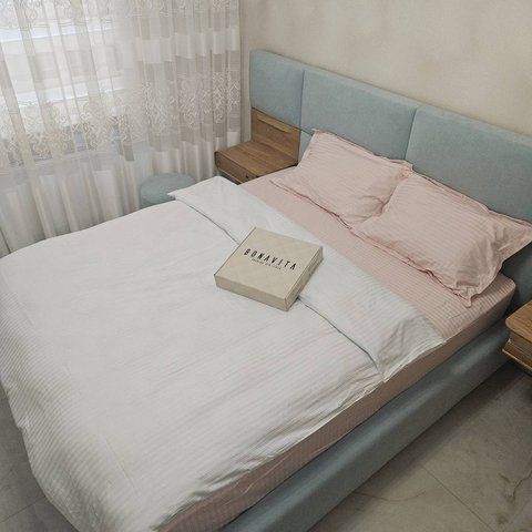 Постільна білизна BonaVita двоспальна страйп сатин білий рожевий (641-0098 white+pink) 641-0098 white+pink фото