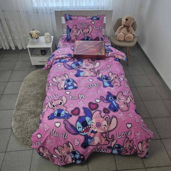 Дитяча постільна білизна півтораспальна BonaVita бавовна Стіч (324-8430 pink) 324-8430 pink фото