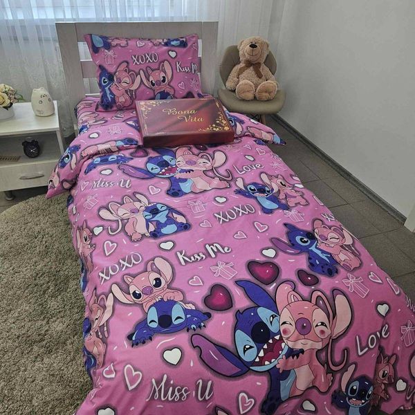 Дитяча постільна білизна півтораспальна BonaVita бавовна Стіч (324-8430 pink) 324-8430 pink фото