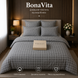 Постільна білизна BonaVita євро Ранфорс Клітинка сіра (0232 lt grey) 351-0232 lt grey фото 2