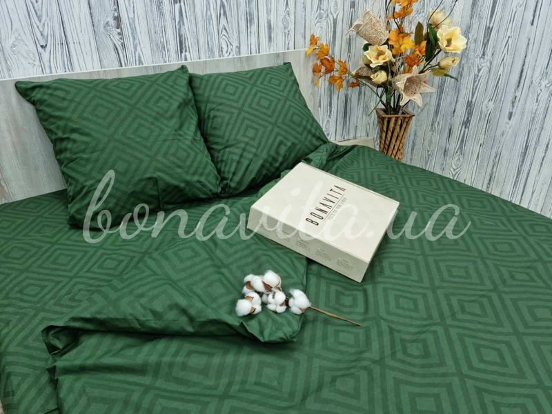 Комплект постільної білизни BonaVita півтораспальний з простирадлом на резинці бязь голд люкс 3316-0260 green фото