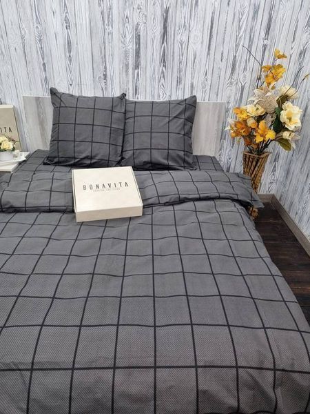 Постільна білизна BonaVita євро бавовна Клітинка (0427 black) 351-0427 black фото