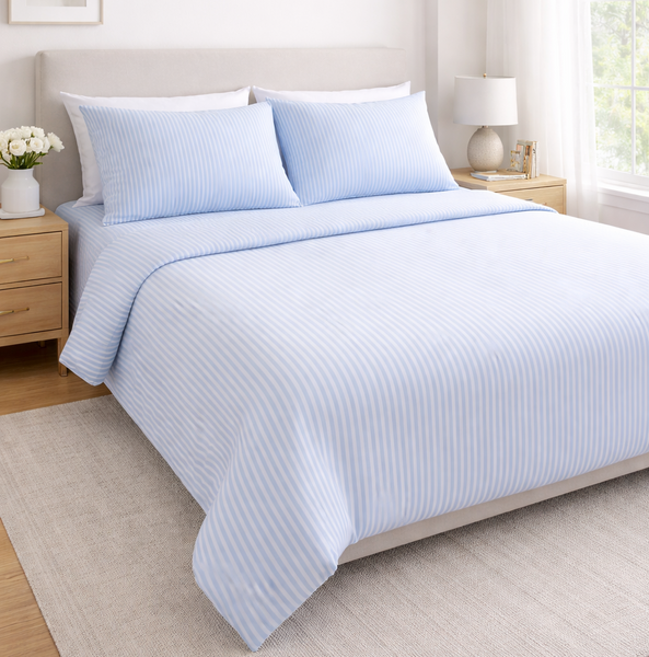 Простирадло на резинці BonaVita 200х200 бавовна Блакитна смужка (SE36-0098 blue ) SE36-0098 blue фото
