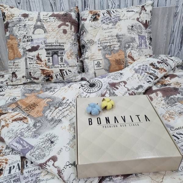 Набір наволочок BonaVita 2 шт. 60х60 бавовна Париж (PE360-0215 beige) PE360-0215 beige фото