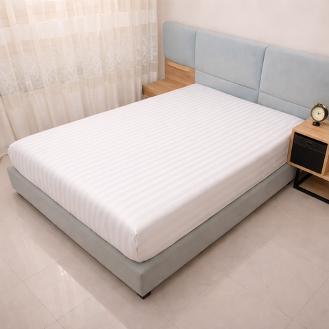 Простирадло на резинці BonaVita 160х200 бавовна Біла смужка (SE34-0098 white ) SE34-0098 white фото